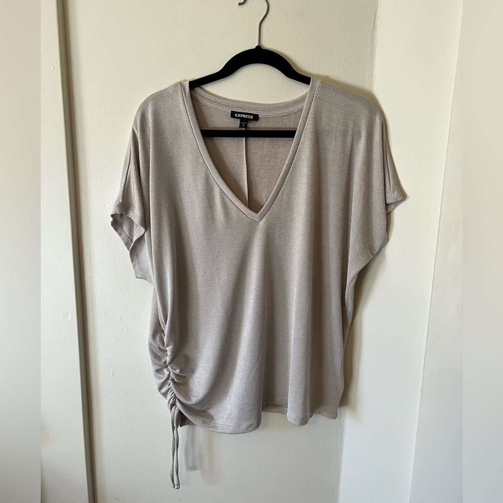 Express Beige V-neck Top - Medium